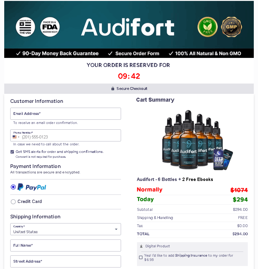 Audifort Official Website Secure Order Page
